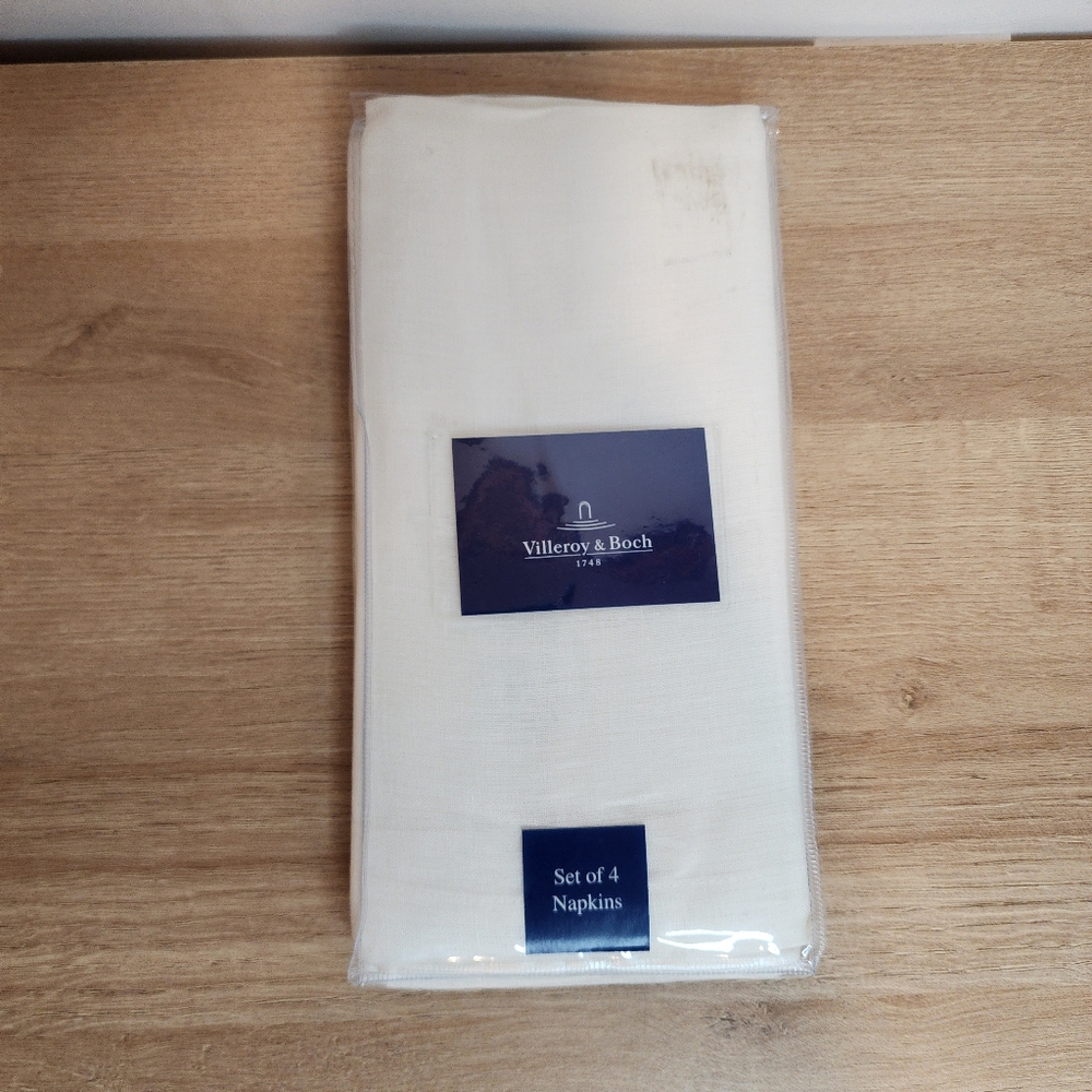 Villeroy & Boch Set Of 4 Ivory La Classica Linen Napkins New